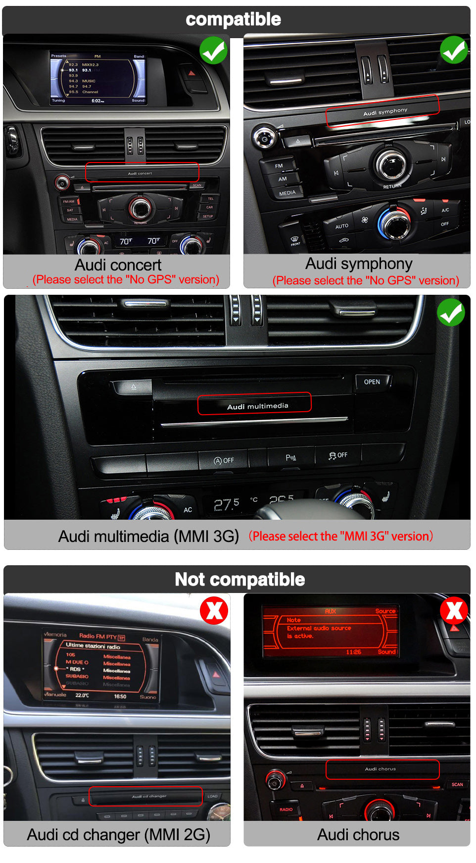 Pantalla Táctil radio Android Auto Carplay Audi Q5 2009-2016