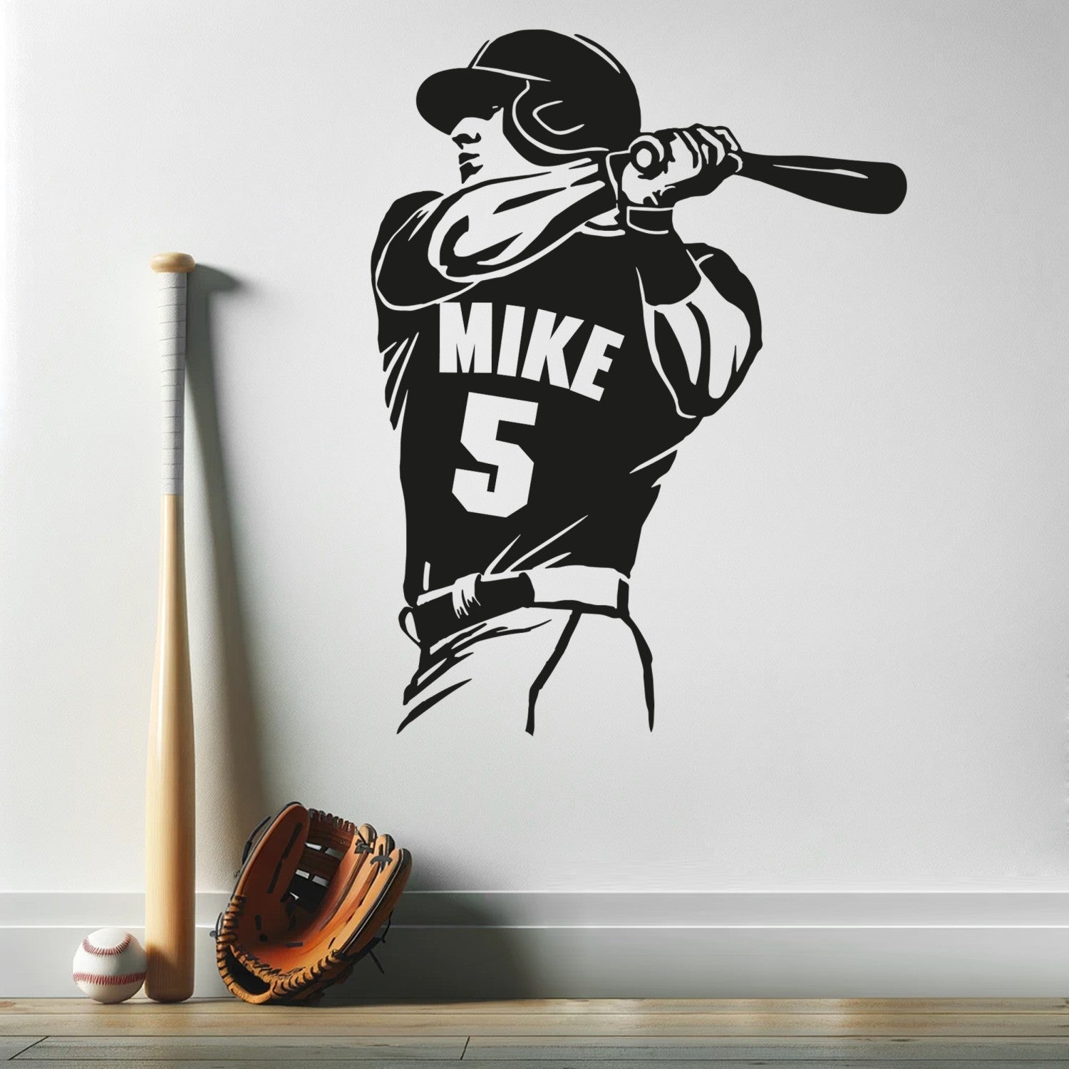 Custom Name Baseball Wall Decal - Baseball Window Decals - Personalized Baseball Player Wall Decal - Custom Baseball Sticker