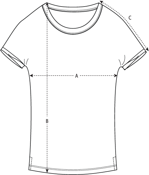 guide des tailles - tee-shirt pour femme