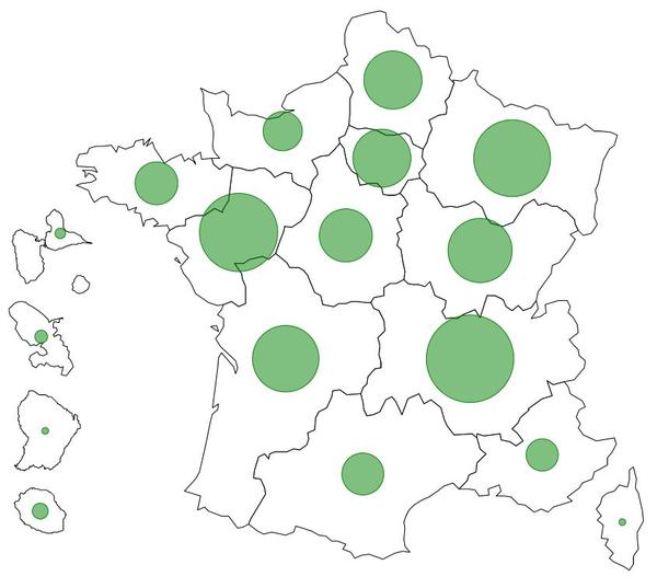 Répartition emploi mobilier en France