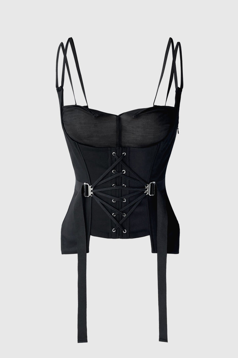 BLK FAN LACED CORSET – MARINA EEЯRIE