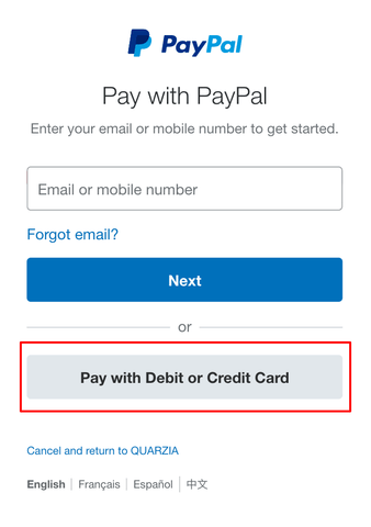 pay with card, no need to have a paypal account