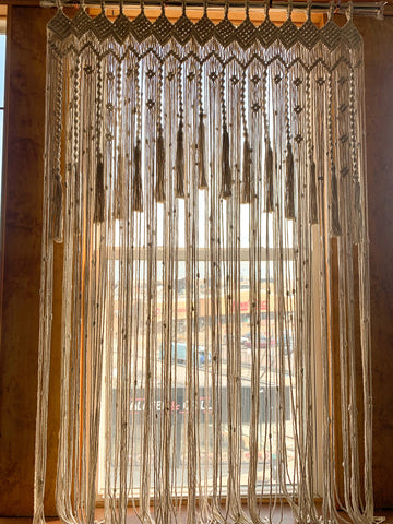 custom macrame curtain with tassles