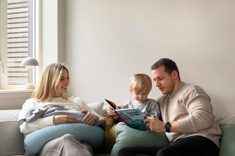 family with child and baby