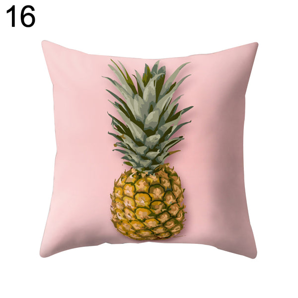 Pineapple Print Polyester Peach Skin Pillow Case Square Cushion Cover Home Decor - Ecart