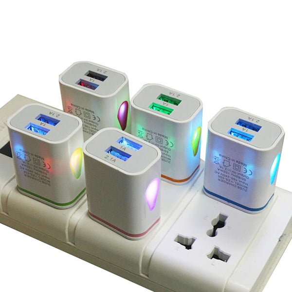 Universal Home Travel Portable LED 2 USB Ports Smart Charger Adapter US/EU Plug - Ecart