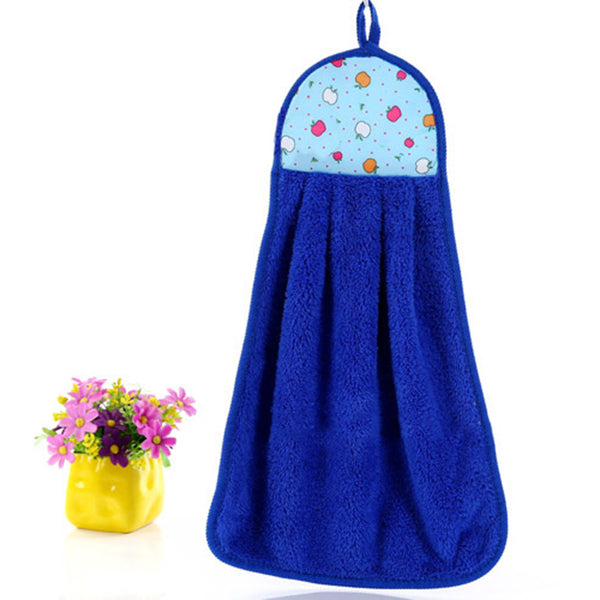 Bathroom Kitchen Absorption Hand Towel Soft Plush Hanging Wipe Bathing Towel - Ecart