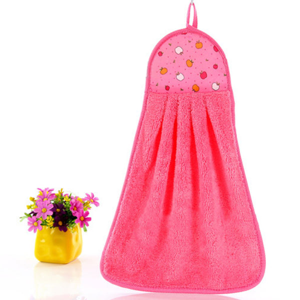 Bathroom Kitchen Absorption Hand Towel Soft Plush Hanging Wipe Bathing Towel - Ecart