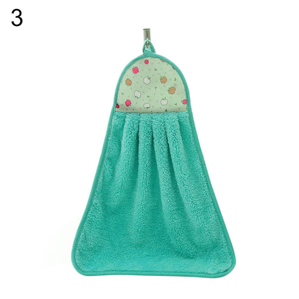 Bathroom Kitchen Absorption Hand Towel Soft Plush Hanging Wipe Bathing Towel - Ecart