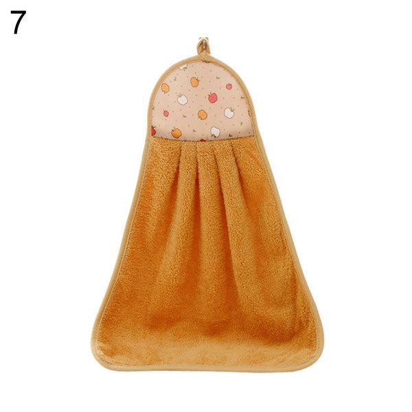 Bathroom Kitchen Absorption Hand Towel Soft Plush Hanging Wipe Bathing Towel - Ecart