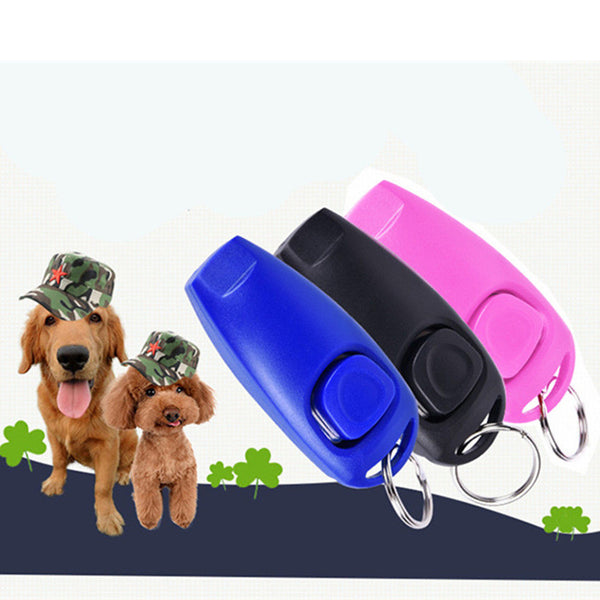 2 in 1 Mini Plastic Pet Dog Cat Clicker Whistle Trainer Aid Tools with Keyring - Ecart
