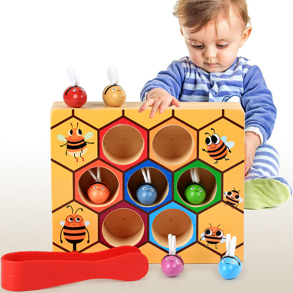 Wooden Hive Games Board 7Pcs Bees Clamp Picking Catching Educational Kids Toy - Ecart