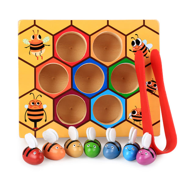 Wooden Hive Games Board 7Pcs Bees Clamp Picking Catching Educational Kids Toy - Ecart