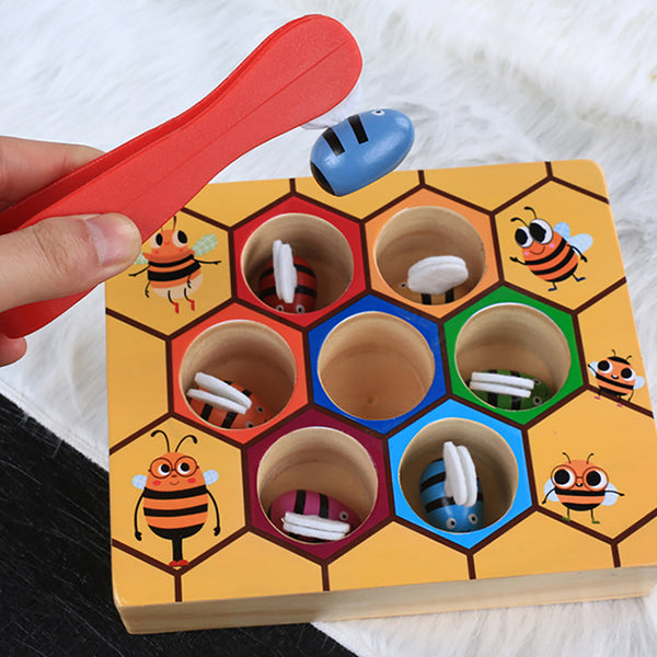 Wooden Hive Games Board 7Pcs Bees Clamp Picking Catching Educational Kids Toy - Ecart