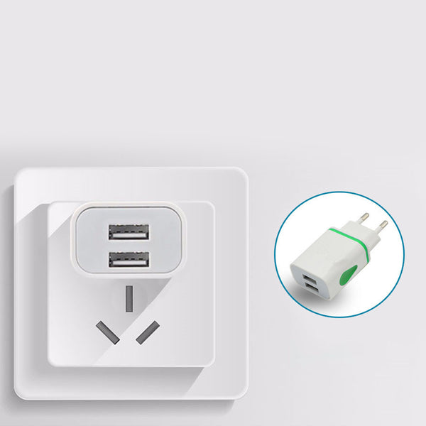 Universal Home Travel Portable LED 2 USB Ports Smart Charger Adapter US/EU Plug - Ecart
