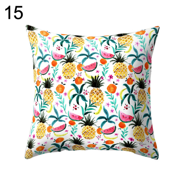 Pineapple Print Polyester Peach Skin Pillow Case Square Cushion Cover Home Decor - Ecart