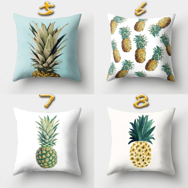 Pineapple Print Polyester Peach Skin Pillow Case Square Cushion Cover Home Decor - Ecart