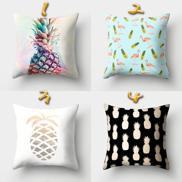 Pineapple Print Polyester Peach Skin Pillow Case Square Cushion Cover Home Decor - Ecart