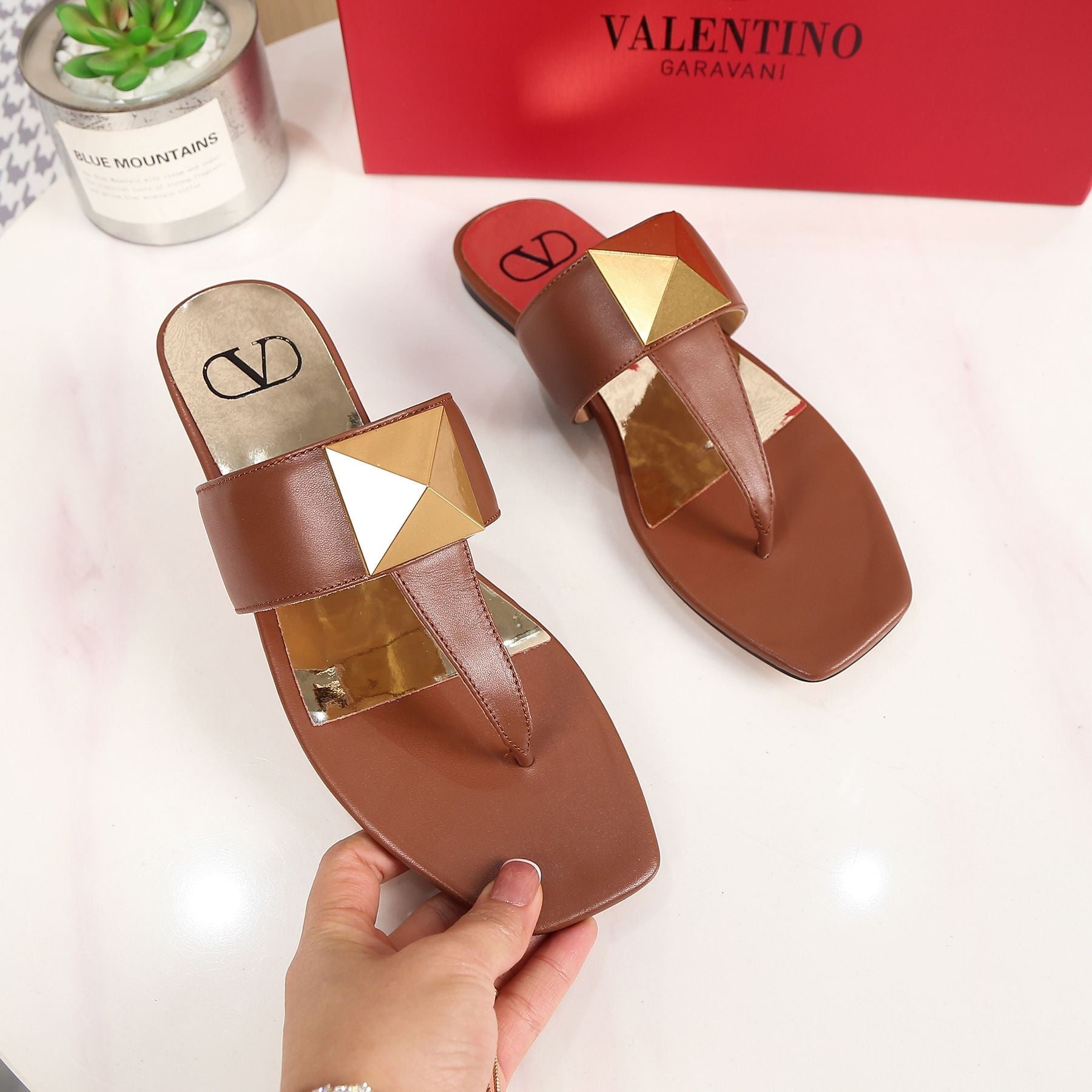 Valentino Fashion Leather Women Slipper Shoes 03