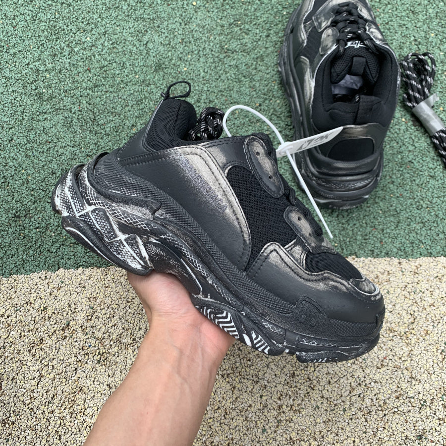 Balenciaga Triple S Sneaker Black Silver Faded