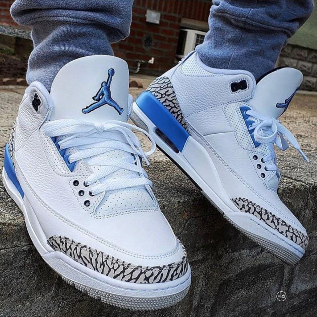 Nike Air Jordan 3 Retro Sneakers Shoes UNC from aamall1.myshopify.com