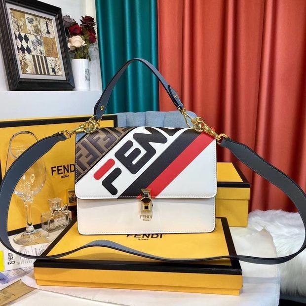 Fendi Women Fashion Shopping Leather Multicolor Shoulder Bag Sat