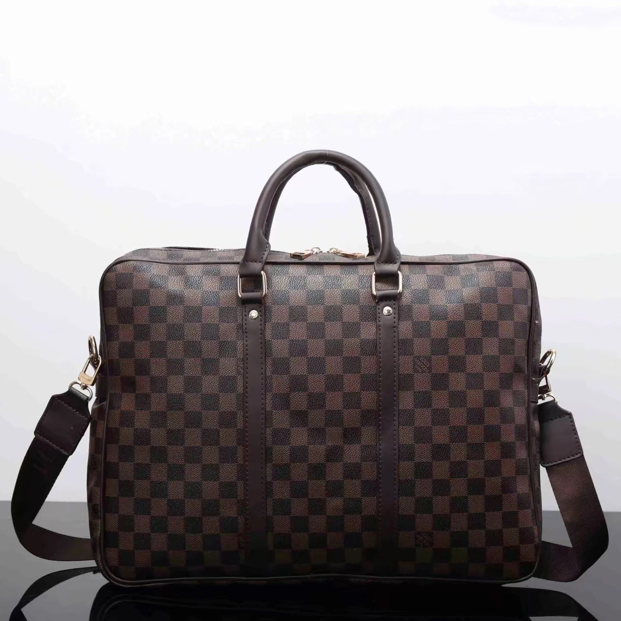 Louis Vuitton Men Fashion Leather File Bag Tote Briefcase Crossb