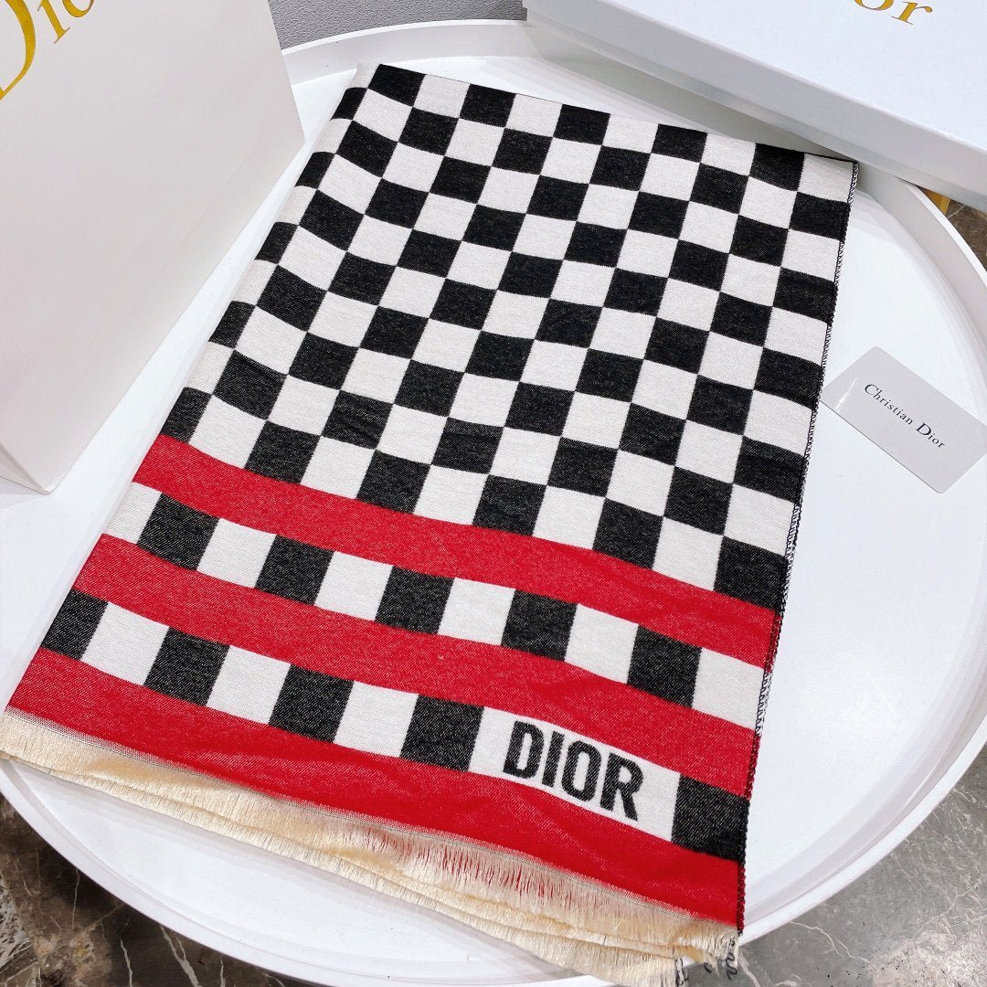 Dior CD new style fashionable men's and women's plaid sc
