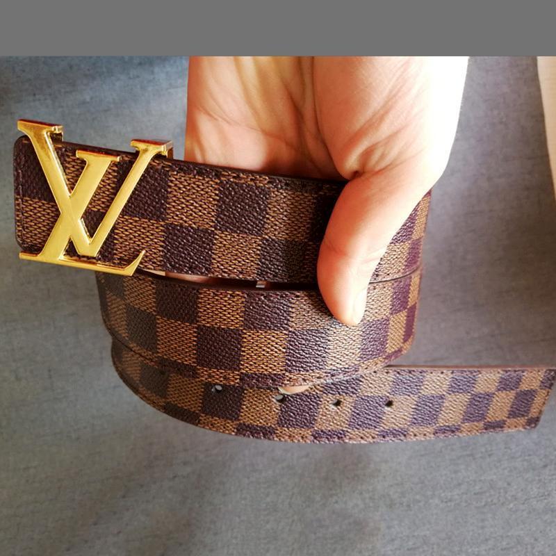 LV Louis Vuitton GG Classic Presbyopia Checkerboard Belt Letter Buckle Belt-3