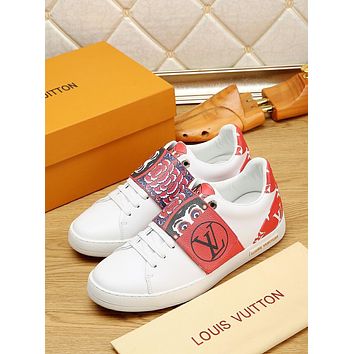 LV Louis Vuitton Mens Leather Fashion Sneakers Shoes-130