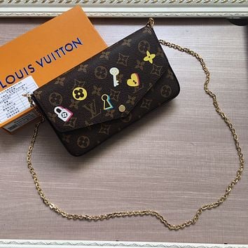 LV Louis Vuitton MONOGRAM CANVAS POCHETTE FELICIE INCLINED SHOULDER BAG-1