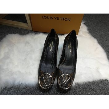 LV Louis Vuitton Womens Leather High-heeled Shoes-14