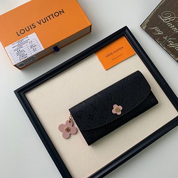 LV Louis Vuitton MONOGRAM Empreinte LEATHER Blooming Flowers Emilie WALLET
