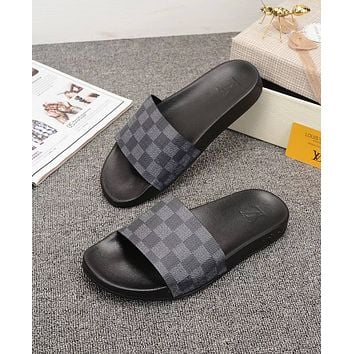 LV Louis Vuitton Mens Leather Sandals-4