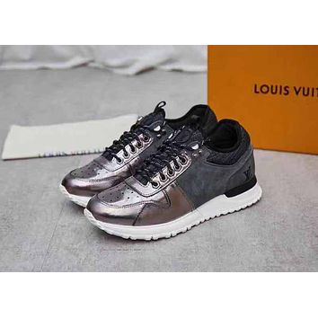 LV Louis Vuitton Mens Leather Run Away Sneakers Shoes-5