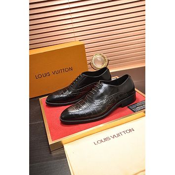 LV Louis Vuitton Mens Business Recreation Leather Shoes-109