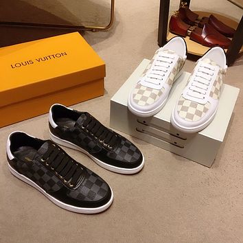 LV Louis Vuitton Mens Leather Fashion Low Top Sneakers Shoes-71