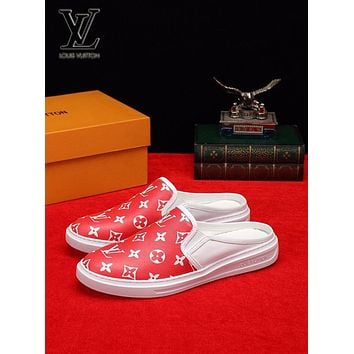 LV Louis Vuitton Mens Leather Fashion Sneakers Shoes-109