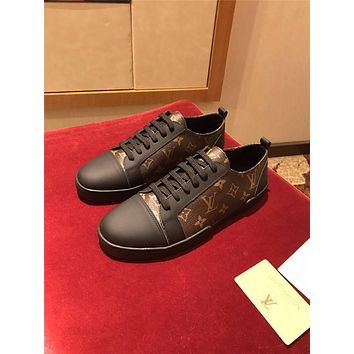 LV Louis Vuitton Mens Monogram Leather Fashion Sneakers Shoes-3