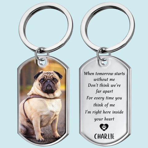 Personalized Photo Projection Keychain Dog Paw I Love You 100 Languages  Keyring Charm 925 Sterling Silver Memorial Gifts