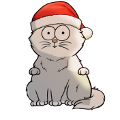 A cat is wearing Christmas hat, display on mobile