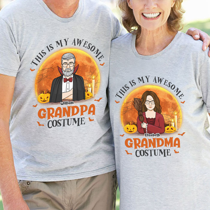 These Are Our Awesome Grandpa Costume And Grandma Costume Personalized Matching Couple T Shirt 7559