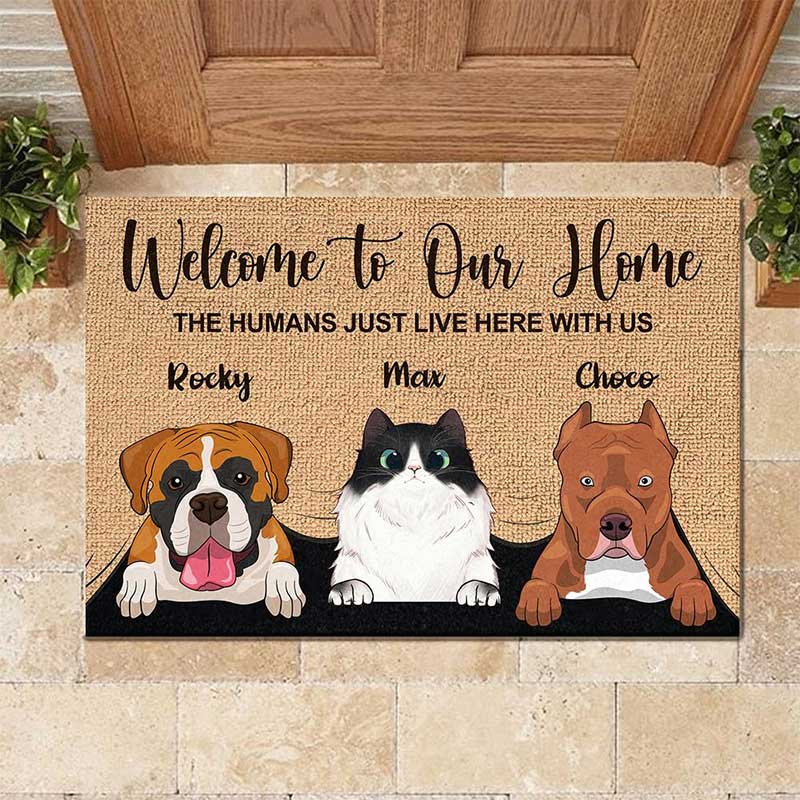 Welcome To The Pet Home - Funny Personalized Pet Decorative Mat (Cat