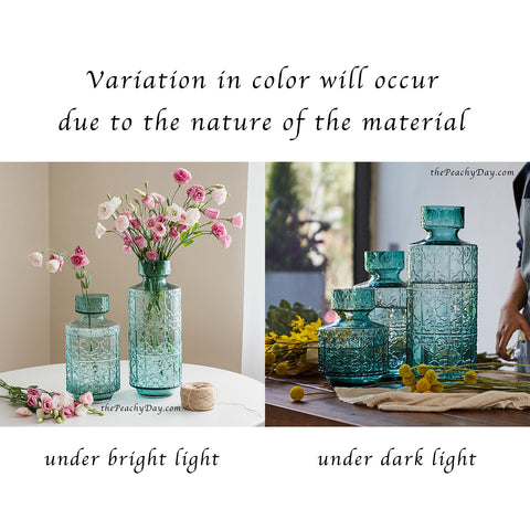 turquoise glass vase teal embossed textured Glass Vase green decorative modern gloss vases