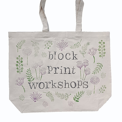 flowers block printed bag