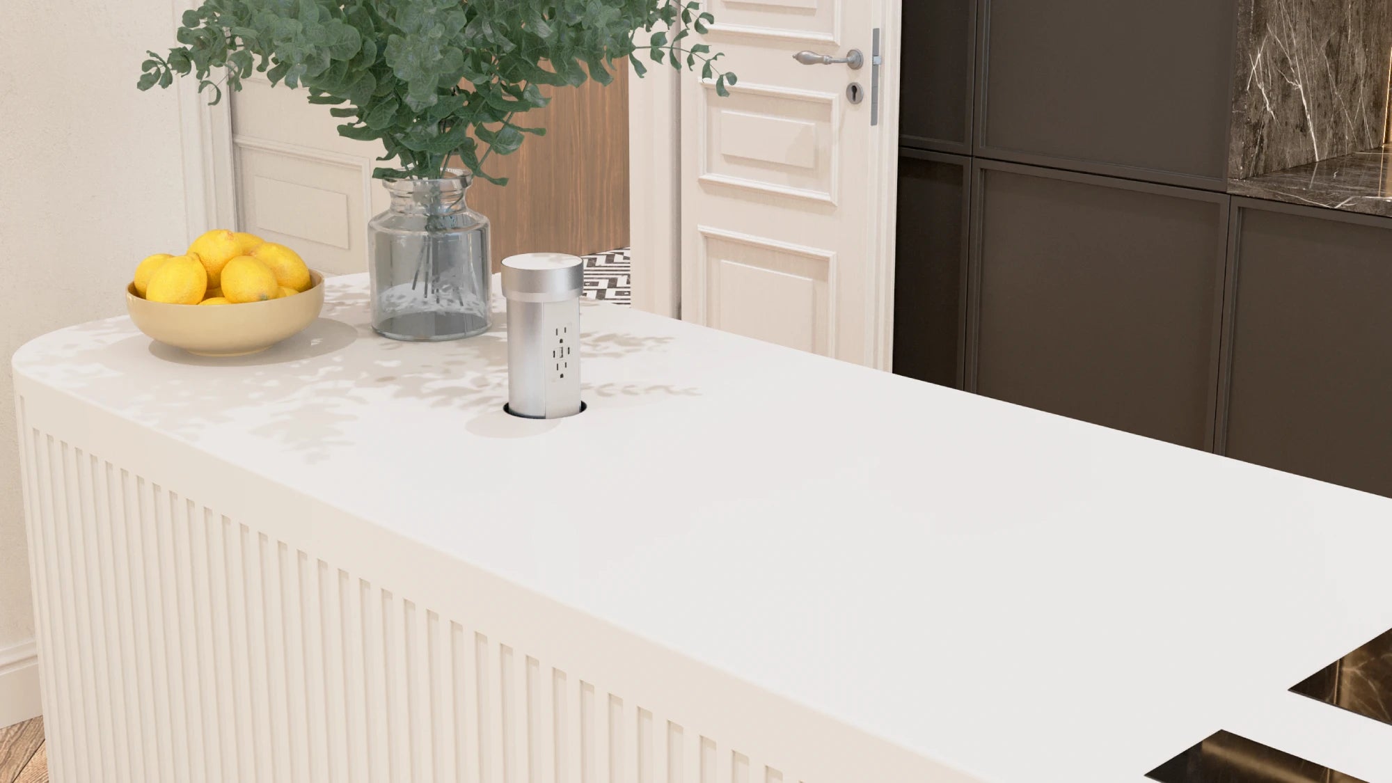 Point Pod Connect Silver In White Kitchen