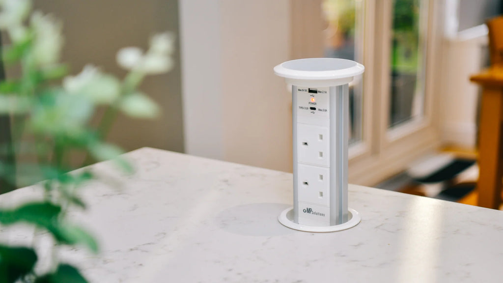 Luxury Kitchen Upgraded with Pop Up Power Outlet