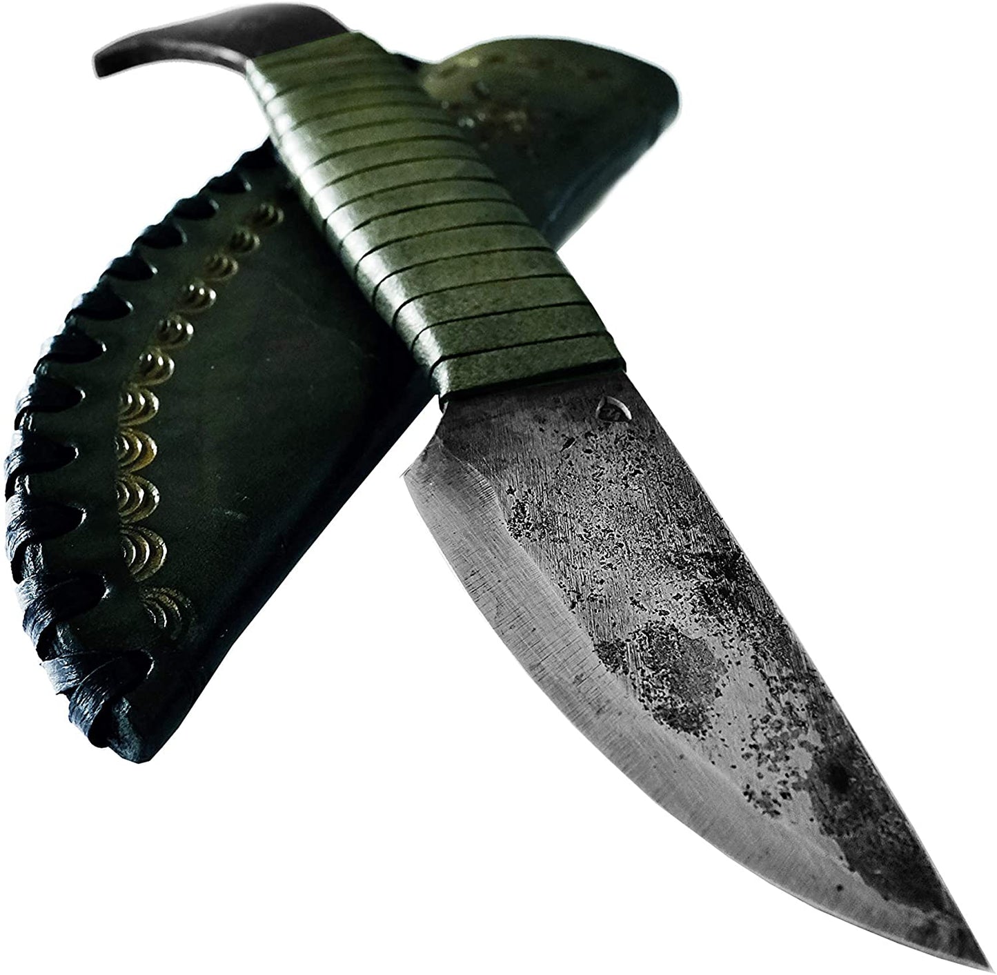 Kovaný keltský nůž Ptačí hlava s pochvou