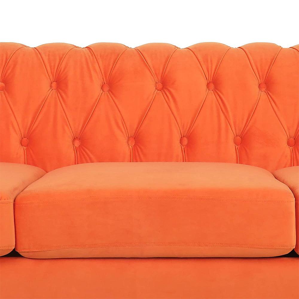 Velvet 3-Seat Chesterfield Sofa with Button Tufted Back