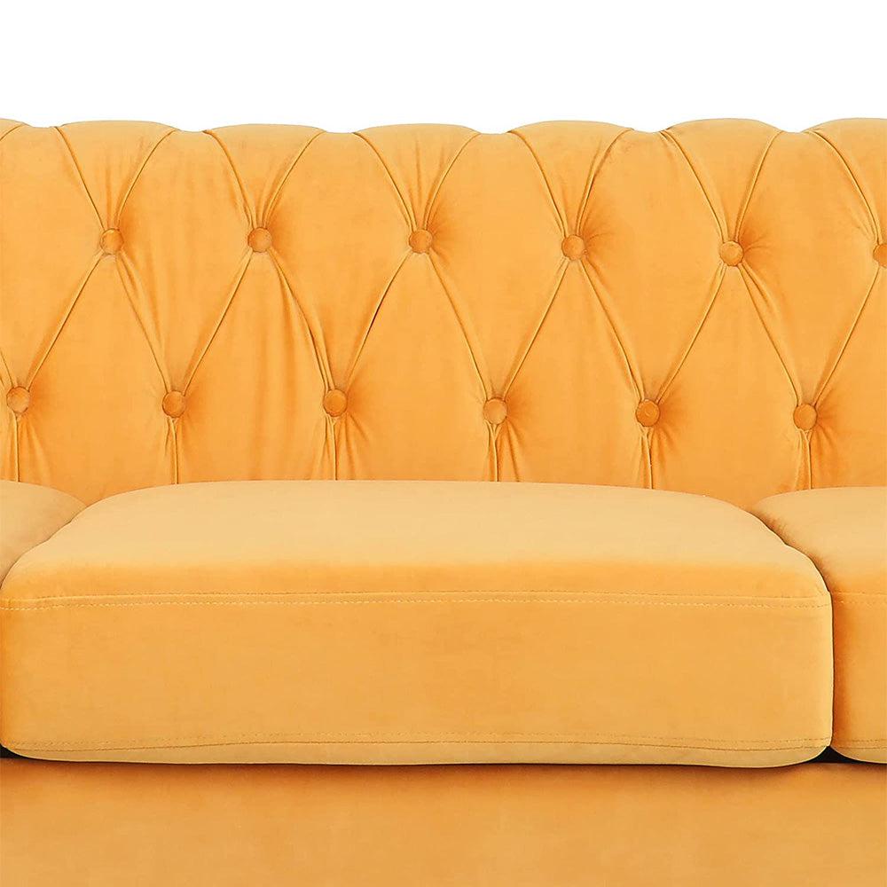 Velvet 3-Seat Chesterfield Sofa with Button Tufted Back